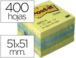 Bloc cubo de 400 notas adhesivas quita y pon Post-it 51x51mm. color limón
